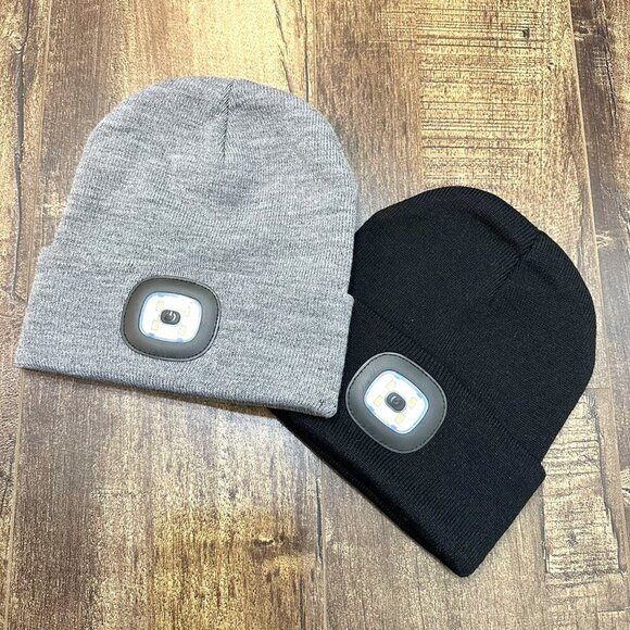 2 pic Grey & Black Unisex LED Pink & Black Hats - Picture 1 of 3